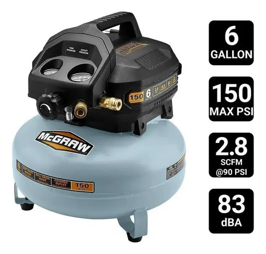 Compresor De Aire Panqueque McGraw De 6 Gal 150 PSI Oil Free