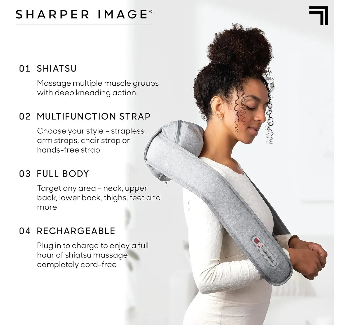 Masajeador Shiatsu Inalámbrico Full Body - Sharper Image