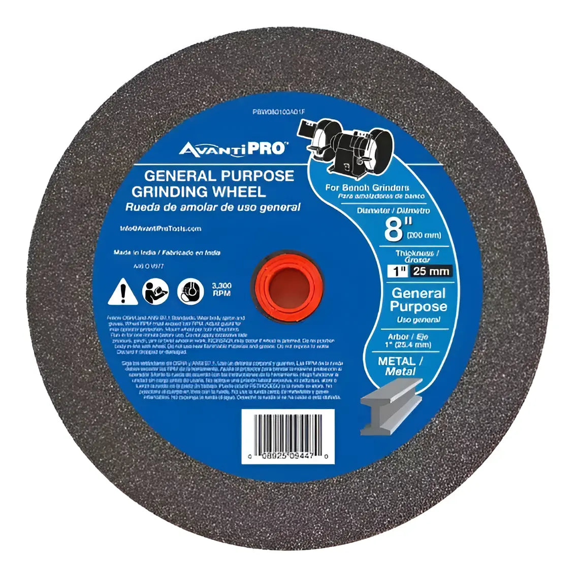 Piedra Esmeril Avanti Pro 8" Óxido De Aluminio