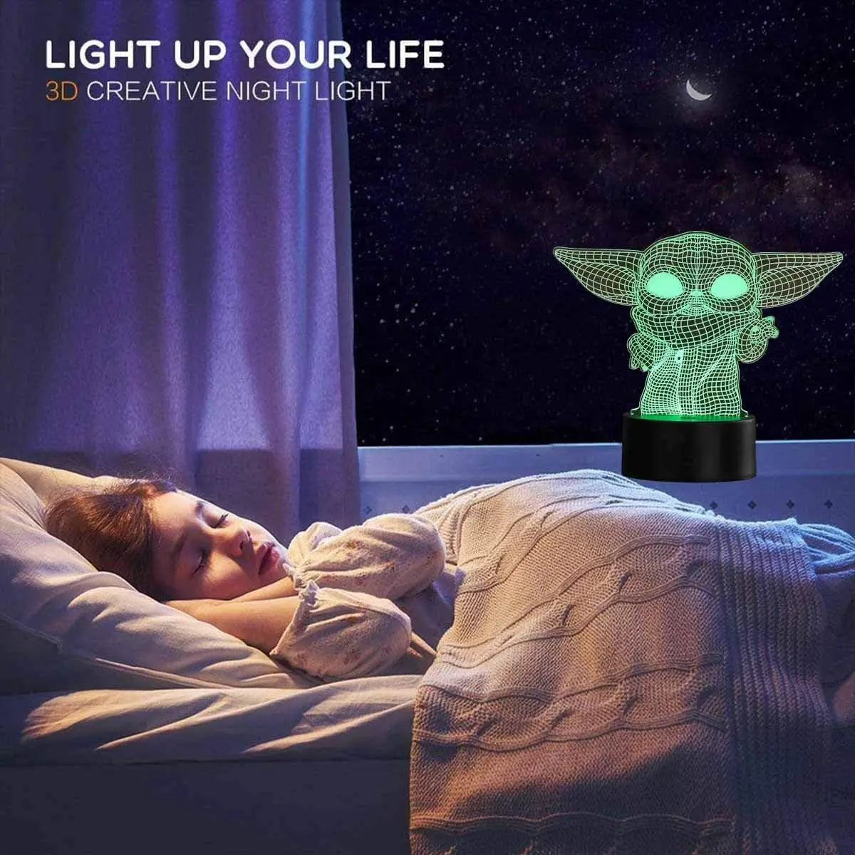 Lámpara Nocturna 3d Baby Yoda Led Multicolor Usb