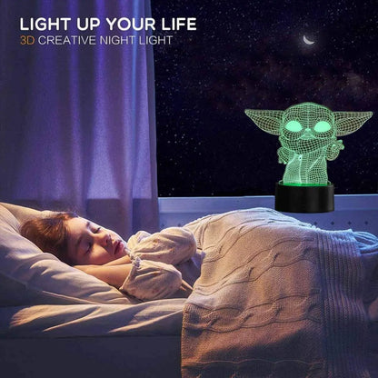 Lámpara Nocturna 3d Baby Yoda Led Multicolor Usb