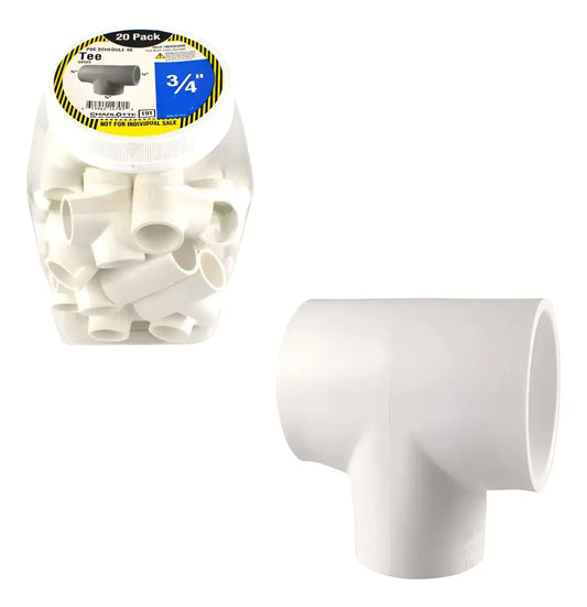 Conector Tee PVC 3/4 In Schedule 40 Blanco Paquete 20 Pzs