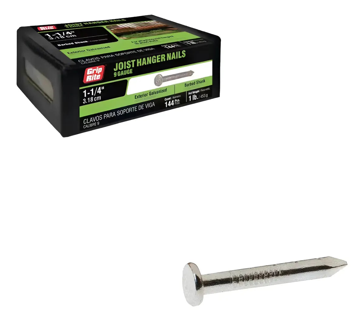 Clavos 1-1/4  X 9 Ga Caja 1 Lb Joist Hanger - Grip-rite