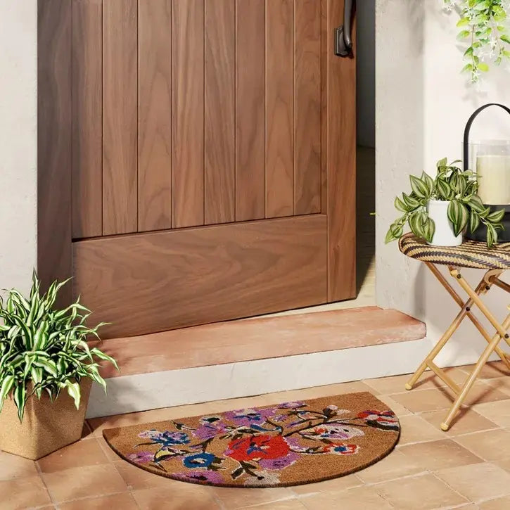 Tapete Exterior Media Luna Floral De Coco - Threshold