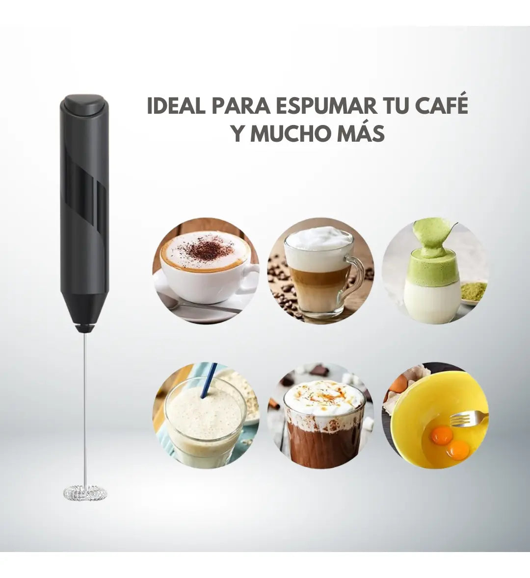 Espumador Eléctrico Ms Café Y Leche De Mano Negro Portátil