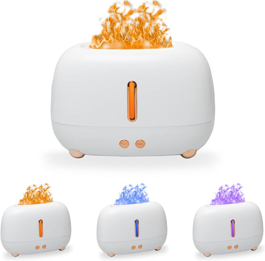 Humidificador Difusor con Efecto Llama LED 250ml - Blanco
