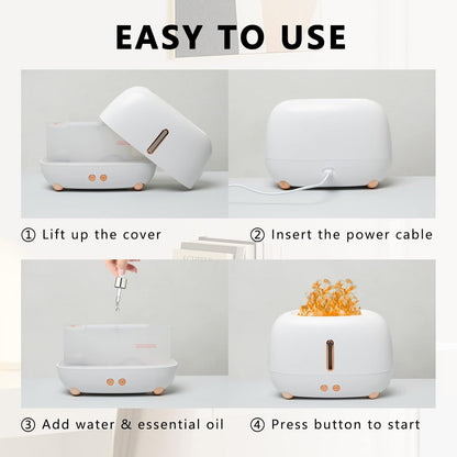 Humidificador Difusor con Efecto Llama LED 250ml - Blanco