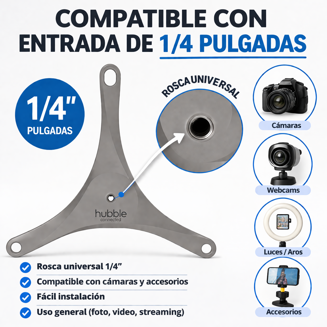 Soporte Flexible Tipo Araña Para Cámara 1/4 Universal - Hubble