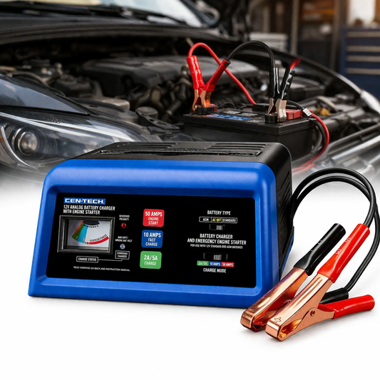 Cargador Analógico de Batería 2/10/50 Amp 12V CEN-TECH (Caja Abierta)